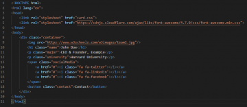 طراحی کارت، بخش html کد نویسی کارت